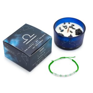 Pack vela y pulsera zodiacal personalizada con minerales