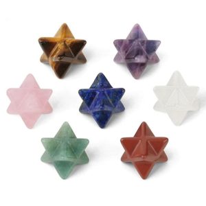 Péndulo especial con forma de estrella Maskaba elaborado en mineral natural, ideal para canalización, radiestesia, chakras y geometría sagrada