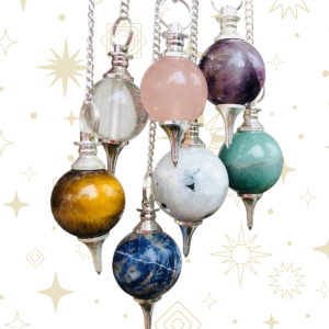 Péndulo esférico de mineral natural con cadena, ideal para rituales, canalizaciones y equilibrio de chakras