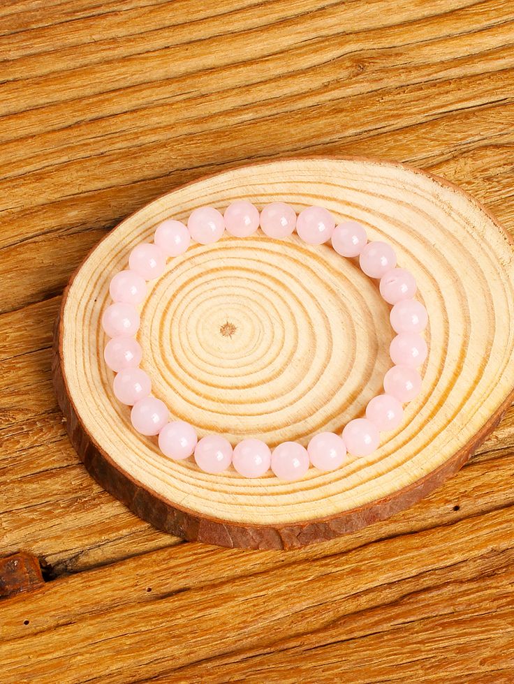 Pulsera de cuarzo rosa con cuentas pulidas para manifestar amor propio y sanar el chakra corazón